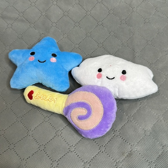 Vibrant Plush Cat Toy Set with Star Cloud Lollipop toy set of 3 NWT - Picture 2 of 4